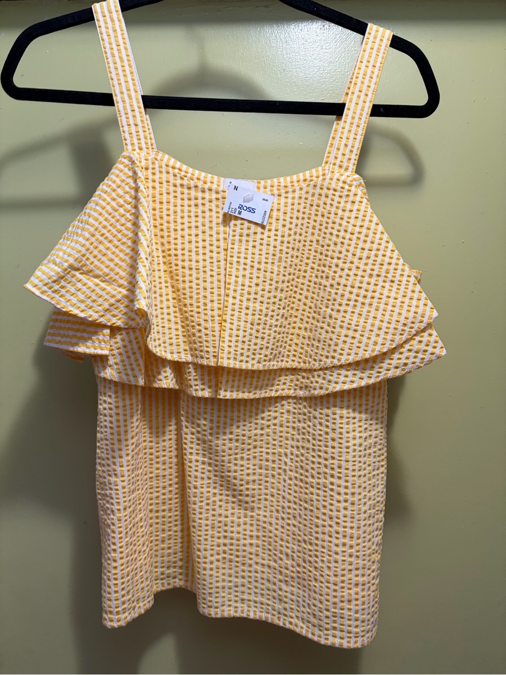 Target Yellow Seersucker Ruffle Strap Top